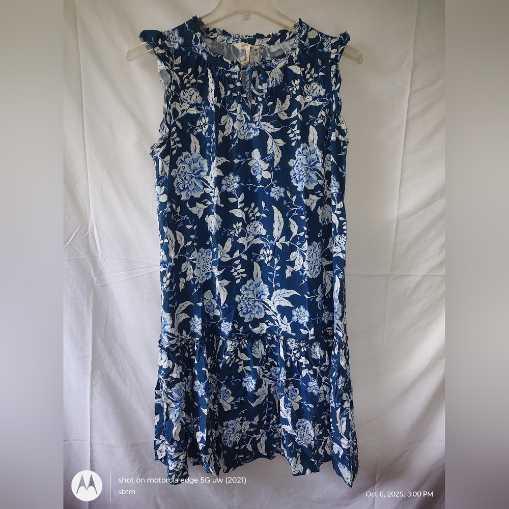 Matilda Jane Floral Blue Sleeveless Dress Size Large